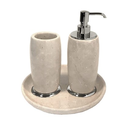 3SC Elegance Коплект: стакан, дозатор, лоток, цвет: мрамор botticino/хром