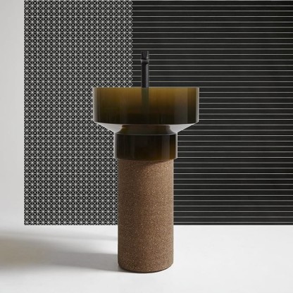 ANTONIO LUPI Borghi Раковина накладная ?50х90 см, с пьедисталом, Cristalmood, с донным клапаном, цвет Gran Cru