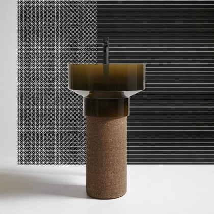 ANTONIO LUPI Borghi Раковина накладная ?50х90 см, с пьедисталом, Cristalmood, с донным клапаном, цвет Gran Cru