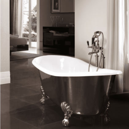 Devon&Devon Admiral LUX Ванна чугунная без отв под смес., 182х81хh73см, ножки EAGLE, отдельностоящая, цвет: алюминий полированный/белый