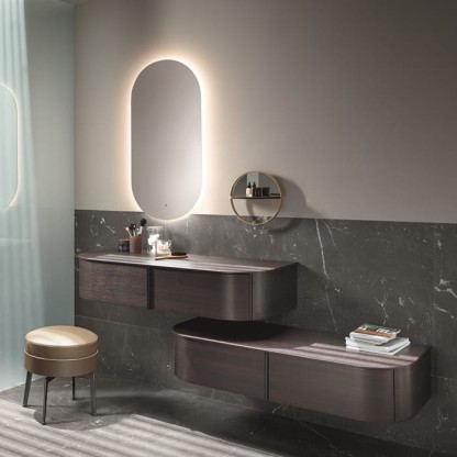 Burgbad Lavo 2.0 Комплект мебели 121х49х25см, с зеркалом LED подсветка по периметру, полочкой и полотенцедержателем, подвесной, цвет: Eiche Dekor Mokka