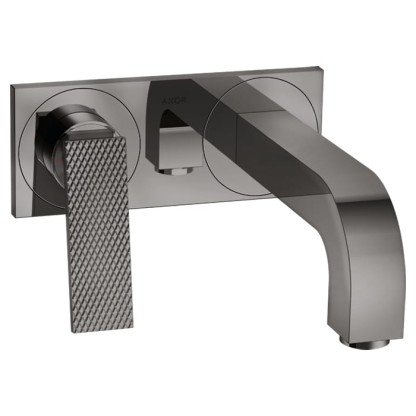 Axor Citterio Смеситель для раковины, встраиваемый, излив: 22см, с панелью, текстура, цвет: полированный черный хром