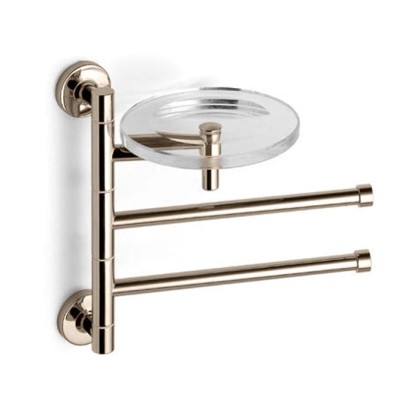 Bertocci Cinquecento Полотенцедержатель поворотный, двойной 23 см с мыльницей, подвесной, цвет: nichel mat