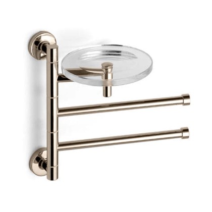 Bertocci Cinquecento Полотенцедержатель поворотный, двойной 23 см с мыльницей, подвесной, цвет: nichel mat