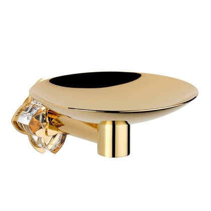 THG P?tale de cristal clair Мыльница металлическая ? 15см., подвесная, цвет: золото/прозрачный хрусталь