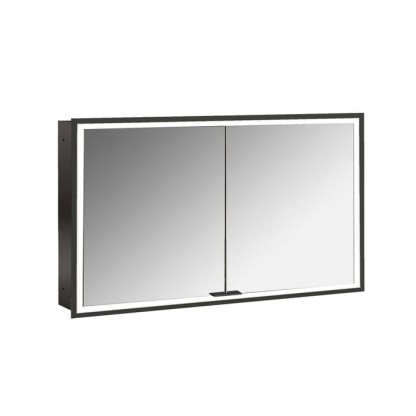 Emco Prime Зеркальный шкаф 120см., с подсветкой LED Facelift встраив. модель, 2-дверки, IP 20, цвет черный зеркальная задняя стенка