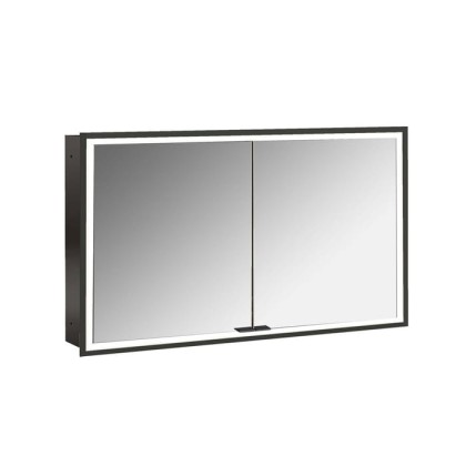 Emco Prime Зеркальный шкаф 120см., с подсветкой LED Facelift встраив. модель, 2-дверки, IP 20, цвет черный зеркальная задняя стенка