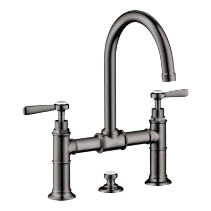 Axor Montreux Смеситель для раковины 220, на 3 отв., ручка: рычаг, с донным клапаном, цвет: полированный черный хром