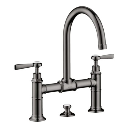 Axor Montreux Смеситель для раковины 220, на 3 отв., ручка: рычаг, с донным клапаном, цвет: полированный черный хром