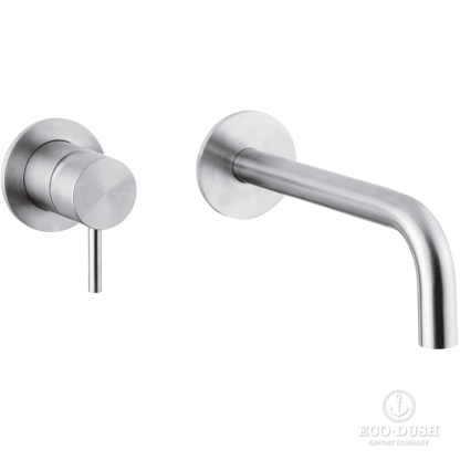 HUBER Lynox Смеситель для раковины на 2 отверстия из стены, излив 300мм, нержавеющая сталь