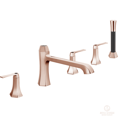 CISAL Cherie Смеситель на борт ванны на 5 отверстий,излив 210 мм, цвет: золото розовое/черный матовый