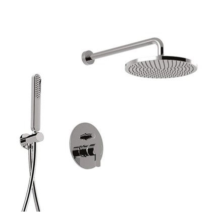 Simas Berlin Душевой набор, верхний душ 25см, встраиваемый смеситель с переключателем потоков и ручным душем, цвет: хром