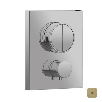 Almar Core Смеситель для душа, встраиваемый, термостатический, с кнопочным управлением для 2-х потребителей, цвет: латунь брашированная PVD