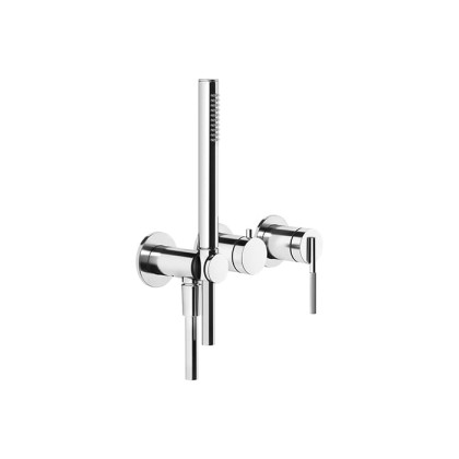 Gessi Ingranaggio Встраиваемый однорычажный смеситель на 2 выхода с перекл., ручным душем с держателем и выводом воды, внешняя часть, цвет: хром