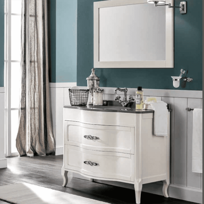 EBAN Rachele Комплект мебели с зеркалом  Aurora, со столешницей и встроенной раковиной, 108см, напольный, Цвета: BIANCO PERLATO