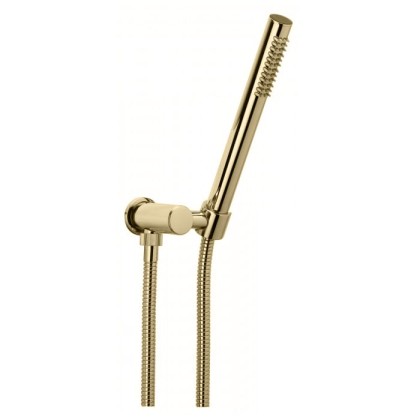 Bongio Душевой гарнитур: стойка, шланг, ручная лейка, цвет: золото