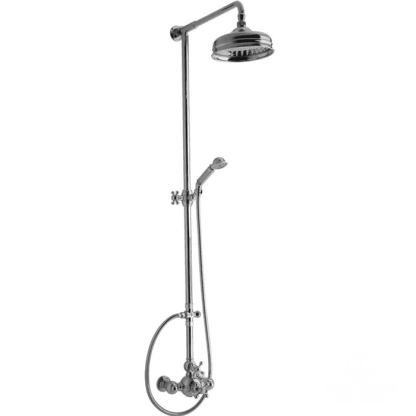 CISAL Arcana Ceramic Душевой комплект: термостатический смеситель, стойка с верхним душем, лейка+шланг, цвет: хром