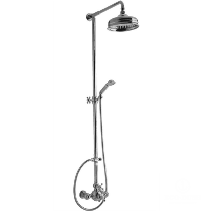 CISAL Arcana Ceramic Душевой комплект: термостатический смеситель, стойка с верхним душем, лейка+шланг, цвет: хром