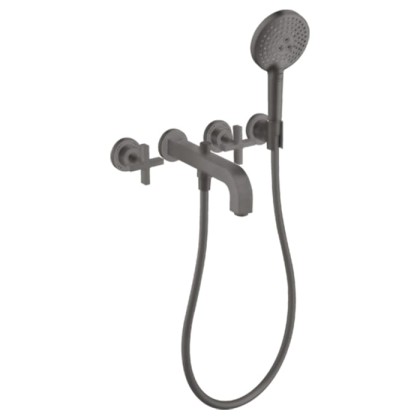 Axor Citterio Смеситель для ванны, встраиваемый, с ручным душем, цвет: шлифованный черный хром