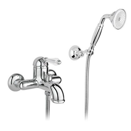 Nicolazzi Cristallo Liberty Смеситель для ванны однорычажный, настенный, с ручным душем, цвет: хром