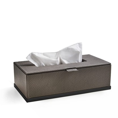 3SC Milano Контейнер для бумажных салфеток, 25х13хh8 см, прямоугольный, настольный, цвет: коричневая эко-кожа/черный матовый