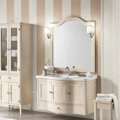 EBAN Virginia Комплект мебели: база под раковину, с раковиной и зеркалом, 103см, подвесной, Цвет: Pergamon