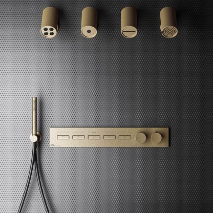 Gessi Hi-Fi Термостат для душа, с включением до 5 источников одновременно, внешняя часть, цвет: Warm bronze brushed PVD