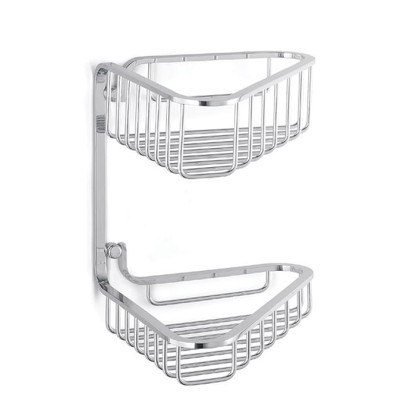 Bertocci Complementi Полка-решетка угловая для душа 20х25х20 см двойная, подвесной, цвет: хром