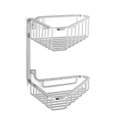Bertocci Complementi Полка-решетка угловая для душа 20х25х20 см двойная, подвесной, цвет: хром
