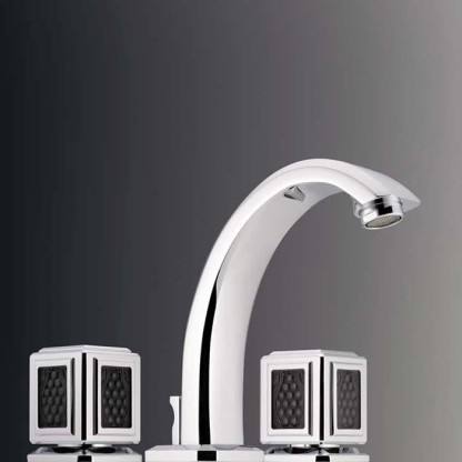 THG Metropolis cristal noir Смеситель для раковины, 3 отв., цвет: хром/черный хрусталь