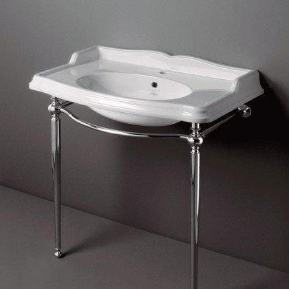 SIMAS Arcade Консоль 90х41.5см, c белой раковиной на 1 отв., напольная, цвет: консоли cromo