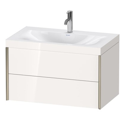 Duravit XViu Тумба подвесная 80x48x50.3см, с раковиной без перелива, с 1 отв под смес, 2 ящика, цвет: белый глянцевый/champagne matt