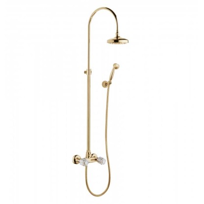 Смеситель для душа Bongio Fleur Blanc, цвет: золото/белый фарфор