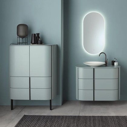 Burgbad Lavo 2.0 Комплект подвесной мебели, 101х49х73см., с зеркалом LED подсветка по периметру, цвет: Eisblau Softmatt