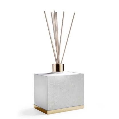 3SC Snowy Ароматический диффузор, настольный, цвет: белая эко-кожа/золото 24к. Lucido