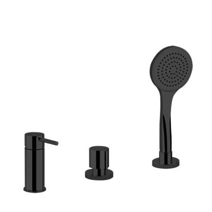 Gessi Emporio Via tortona Смеситель для ванны, на 3 отв., наполнение через слив-перелив, лейка, цвет: Black XL