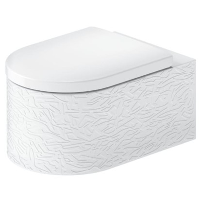 Duravit Millio Унитаз подвесной, 37х57см.,  декор "Pattern", крепление в компл., цвет: белый шелковисто-матовый