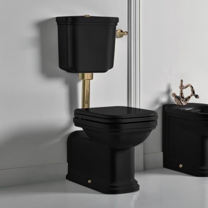 Kerasan Waldorf Унитаз 65х37см., приставной, c низким бачком, цвет: черный/бронза