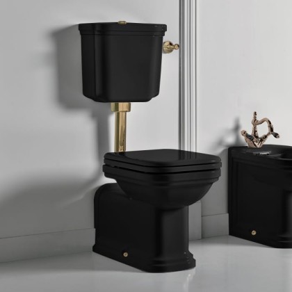 Kerasan Waldorf Унитаз 65х37см., приставной, c низким бачком, цвет: черный/бронза