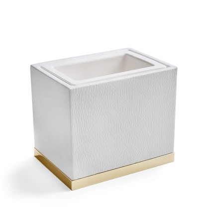 3SC Snowy Стакан настольный,  цвет: белая эко-кожа/золото 24к. Lucido