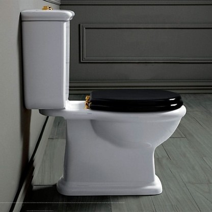 SIMAS Lante Унитаз моноблок 70.5х38.5см, с горизонтальным сливом с бачком с кнопкой смыва, фурнитура золото, цвет: белый