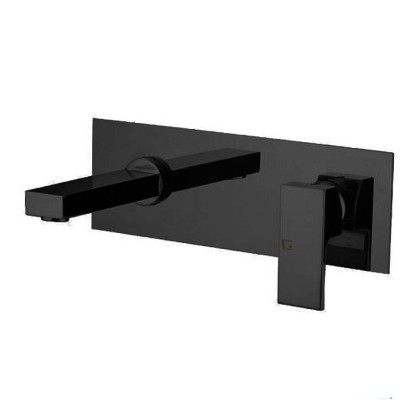 Gattoni Kubik Смеситель для раковины, встраиваемый, с коробкой, горизонтальный, излив 190мм, цвет: черный матовый