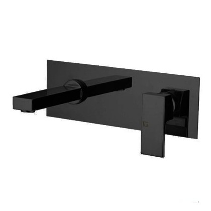 Gattoni Kubik Смеситель для раковины, встраиваемый, с коробкой, горизонтальный, излив 190мм, цвет: черный матовый