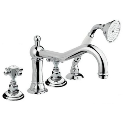 Nicolazzi Half Dome Смеситель для ванны на 4 отверстия, изливом 246мм и ручным душем, цвет: хром