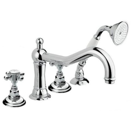 Nicolazzi Half Dome Смеситель для ванны на 4 отверстия, изливом 246мм и ручным душем, цвет: хром