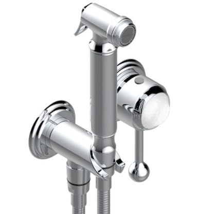 THG Naiade Гигиенический душ в комплекте с встраиваемым однорычажным смесителем, шланг 125cм., держатель с подводом воды, внешняя часть, цвет: хром