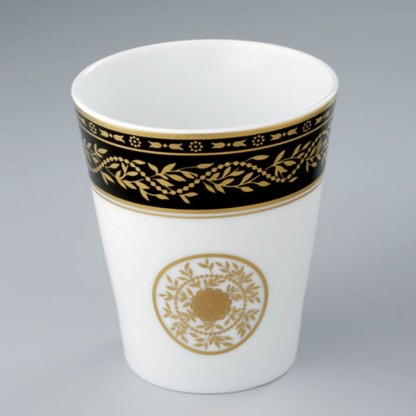 THG Marquise noir d?cor Or Стакан керамический, настольный, декор черный/золото, цвет: белый