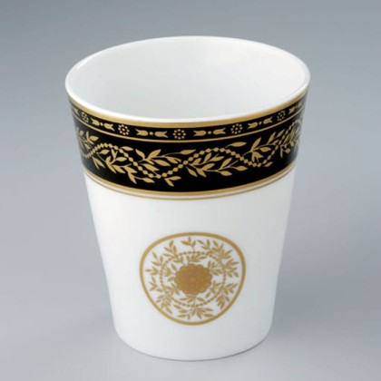THG Marquise noir d?cor Or Стакан керамический, настольный, декор черный/золото, цвет: белый