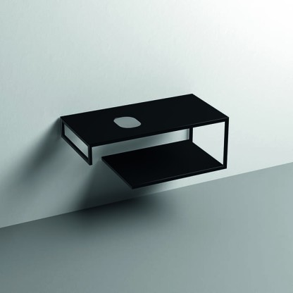 Kerasan Louise Металлическая структура для раковины 100см, подвесная, с полкой, с 1 отв., с полотенцедержателем, цвет: черный матовый