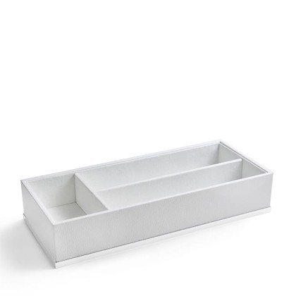 3SC Snowy Лоток универсальный 38х16,5хh7см, с 3 отделениями, цвет: белая эко-кожа/белый матовый